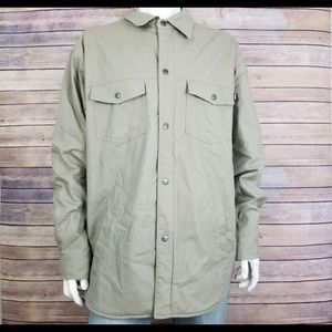 Craftsman tan jacket, red and black plaid liner